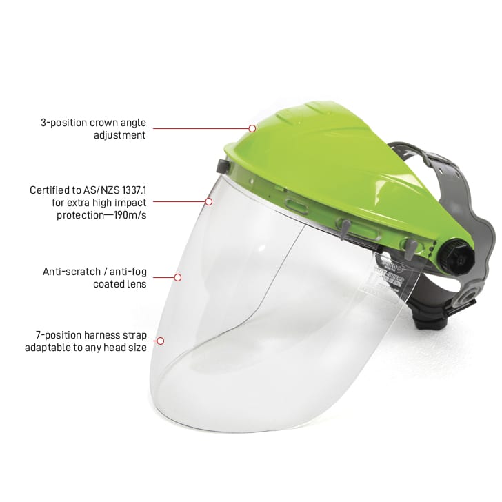 Esko Tuff-Shield Browguard Green with Clear Visor 1mm - Kiwi Workgear