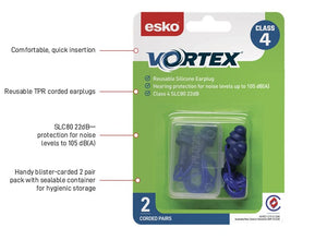 Esko Vortex Earplugs Blue Corded 2 Pack - Kiwi Workgear