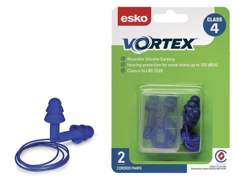 Esko Vortex Earplugs Blue Corded 2 Pack - Kiwi Workgear