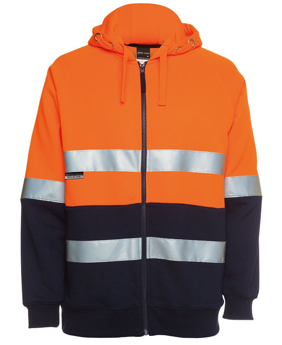 JB's Hi Vis Day/Night Full Zip Fleecy Hoodie - Kiwi Workgear