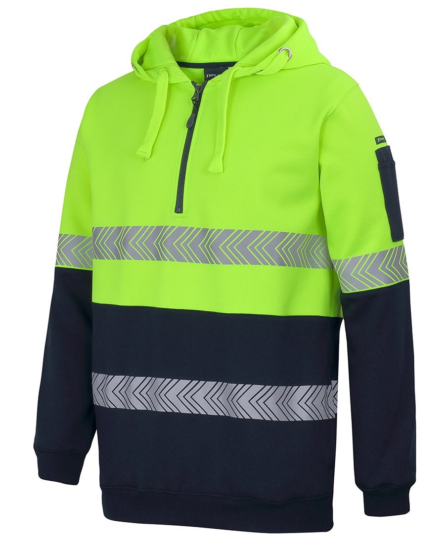 JB's Hi-Vis D/N 1/2 Zip Segmented Tape Hoodie - Kiwi Workgear