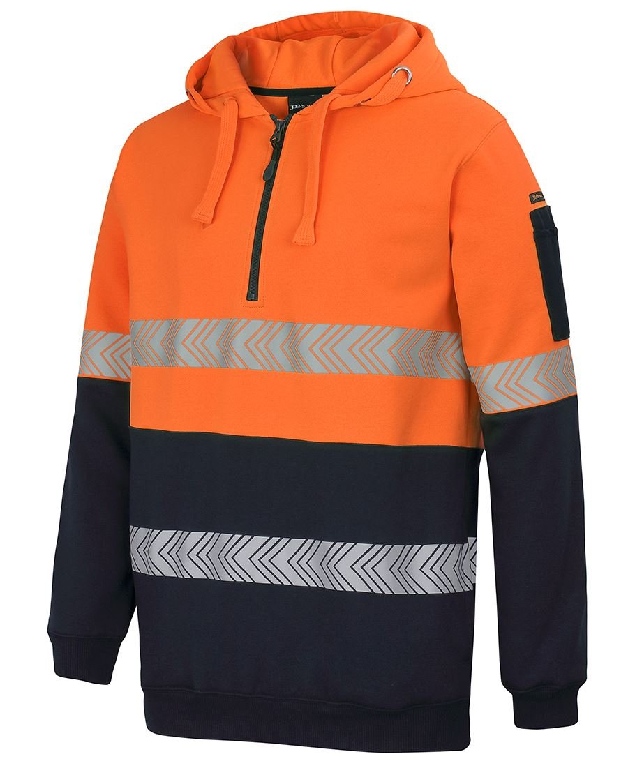 JB's Hi-Vis D/N 1/2 Zip Segmented Tape Hoodie - Kiwi Workgear