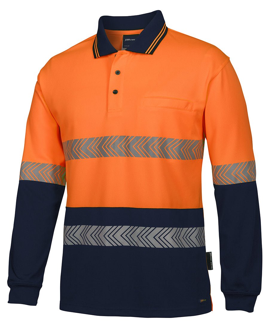 JB's Hi Vis L/S Segmented Tape Polo - Kiwi Workgear