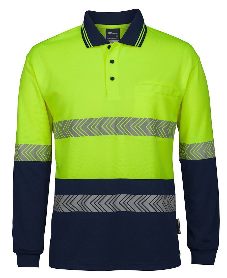 JB's Hi Vis L/S Segmented Tape Polo - Kiwi Workgear