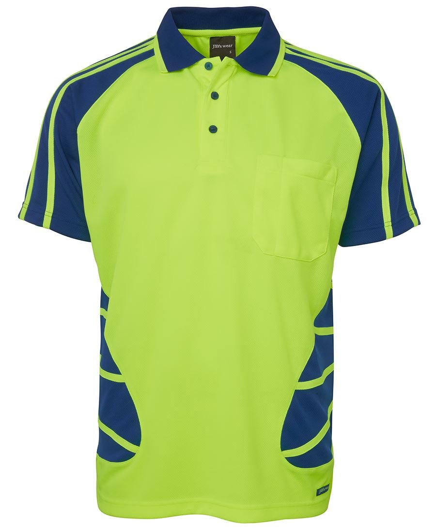 JB's HI VIS S/S SPIDER POLO - Kiwi Workgear