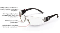 Thumbnail for Magnum Safety Glasses - clear - Kiwi Workgear