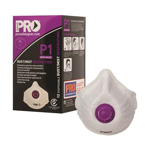 Pro Choice Safety Gear Dust Masks P1+Valve - 12pk - Kiwi Workgear