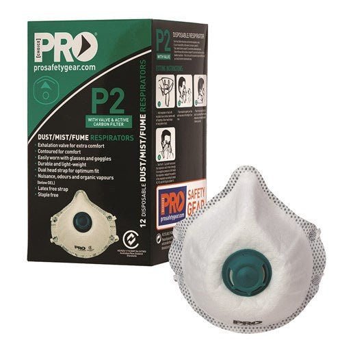 Pro Choice Safety Gear Dust Masks P2+Valve+Carbon - 12pk - Kiwi Workgear