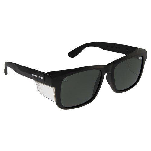 SAFETY GLASSES FRONTSIDE POLARISED SMOKE LENS WITH BLACK FRAME - Kiwi Workgear