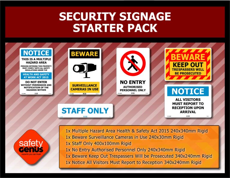 Buy Safety Genius Security Signage Starter Pack - Militi PK NZ | SA ...