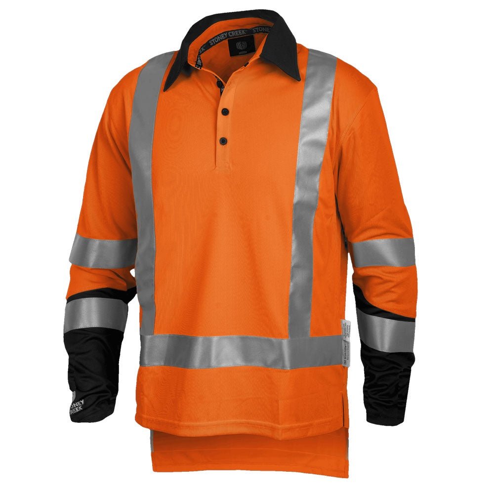 STONEY CREEK HI VIS SILVERDRY LONG SLEEVE POLO - Kiwi Workgear