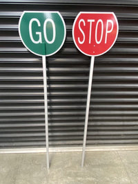 Thumbnail for STOP GO Paddle REFLECTIVE 1500mm Aluminium Pole - Kiwi Workgear