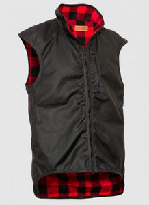 STYX MILL Black with Red Check Wool Lined Province Vest - Kiwi Workgear