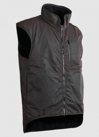 STYX MILL Oilskin Brown Fur Lined Vest - Kiwi Workgear