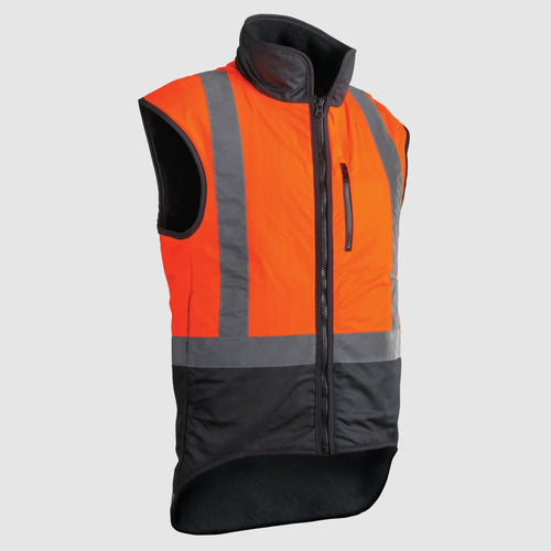 STYX MILL Oilskin Orange Fur Lined Vest - Kiwi Workgear