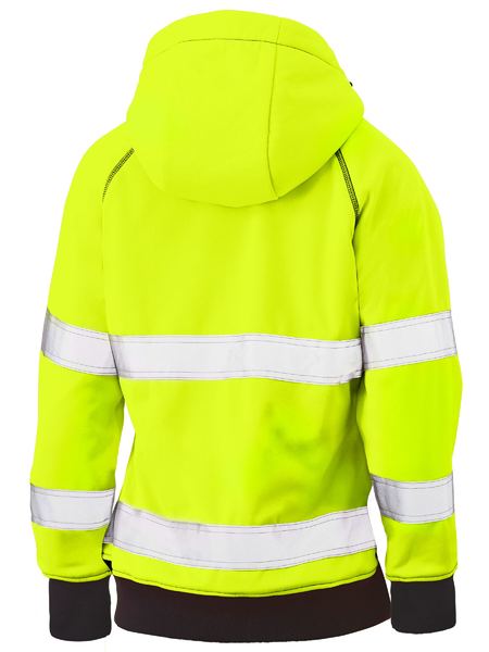 WOMEN'S TAPED HI VIS FLEECE ZIP FRONT HOODIE WITH SHERPA LINING - Kiwi Workgear