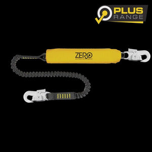 Zero Stretch - Single Elasticator Lanyard with Snaphook & Scaffold Hook - Kiwi Workgear