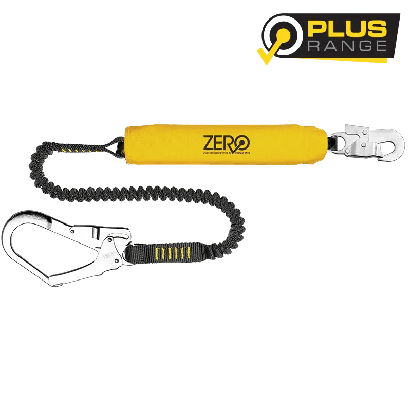 Zero Stretch - Single Elasticator Lanyard with Snaphook & Scaffold Hook - Kiwi Workgear