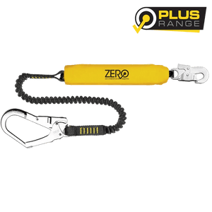 Zero Stretch - Single Elasticator Lanyard with Snaphook & Scaffold Hook - Kiwi Workgear