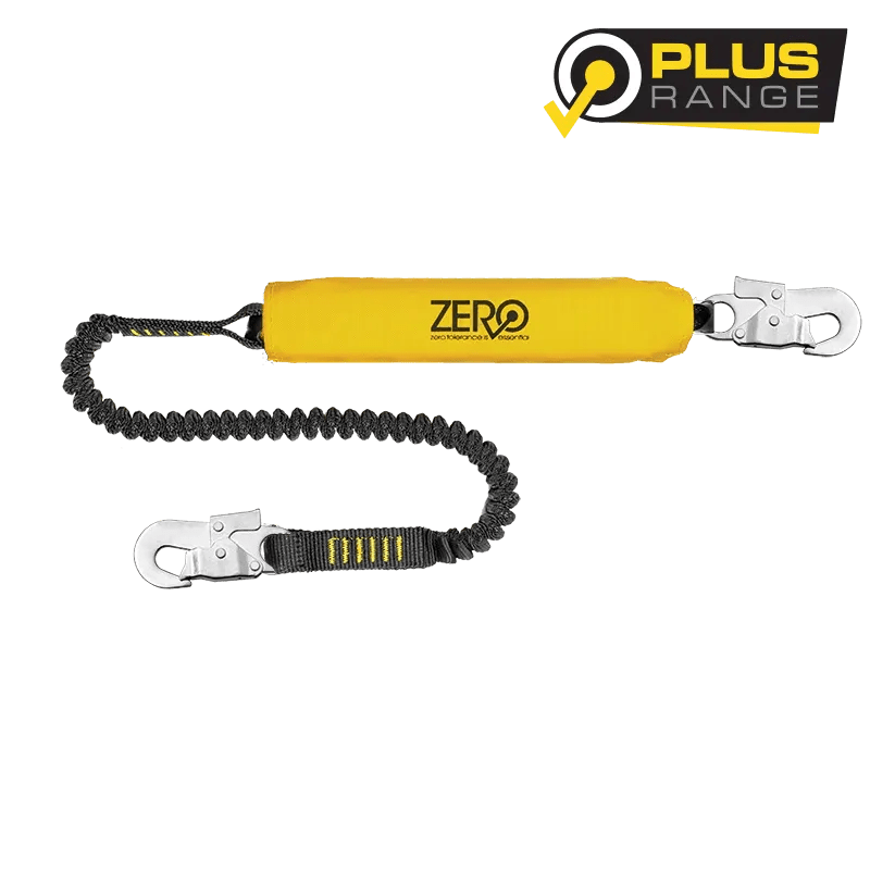 Zero Stretch - Single Elasticator Lanyard with Snaphook & Scaffold Hook - Kiwi Workgear