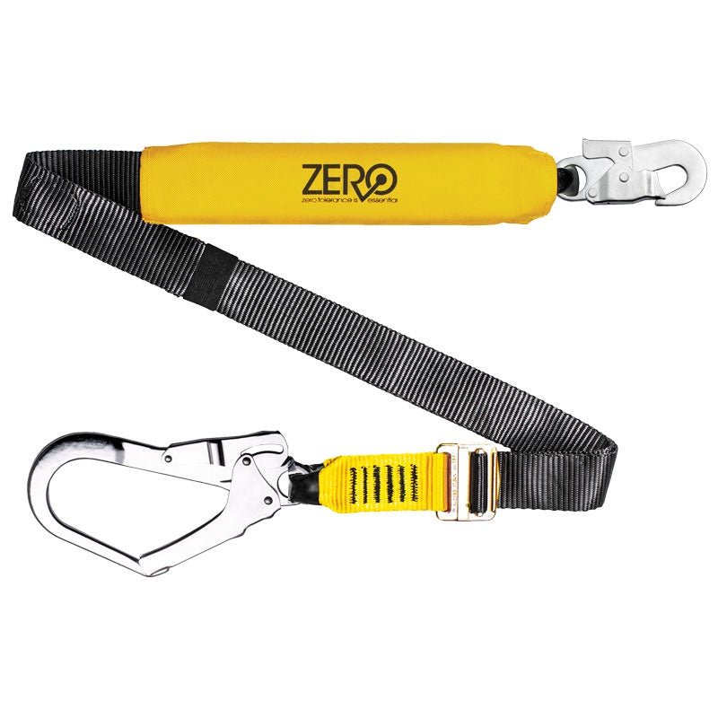 ZERO TRADEMATE SINGLE ADJUSTABLE WEBBING LANYARD W/ SNAPHOOKS & SCAFF HOOK 2M - Kiwi Workgear